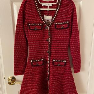 Self-Portrait red knit mini dress, US 2, brand new with tag